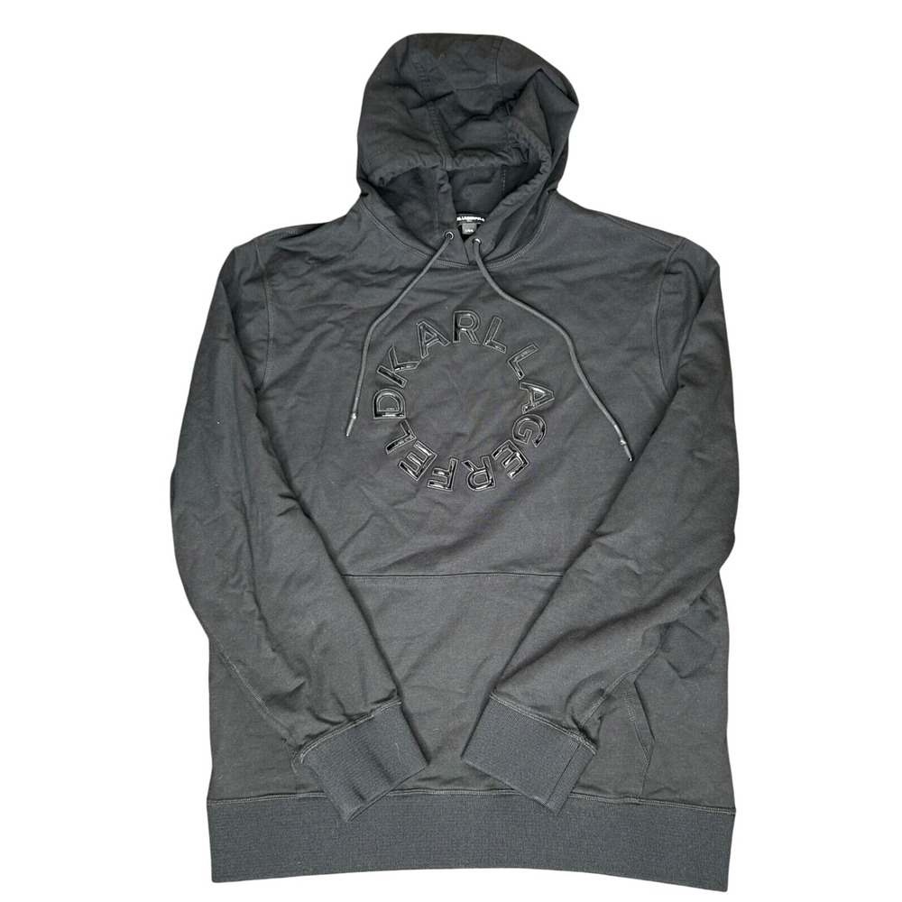 Karl Lagerfeld Paris Men's L Circle Logo Black Hoodie Raised Letters